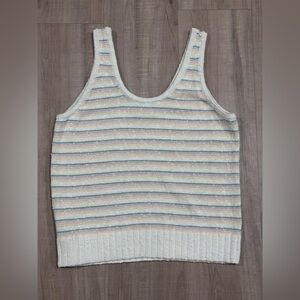 LOFT Pastel Striped Knit Tank Top 90s Mom Vintage Inspired 80s Butter Mom
